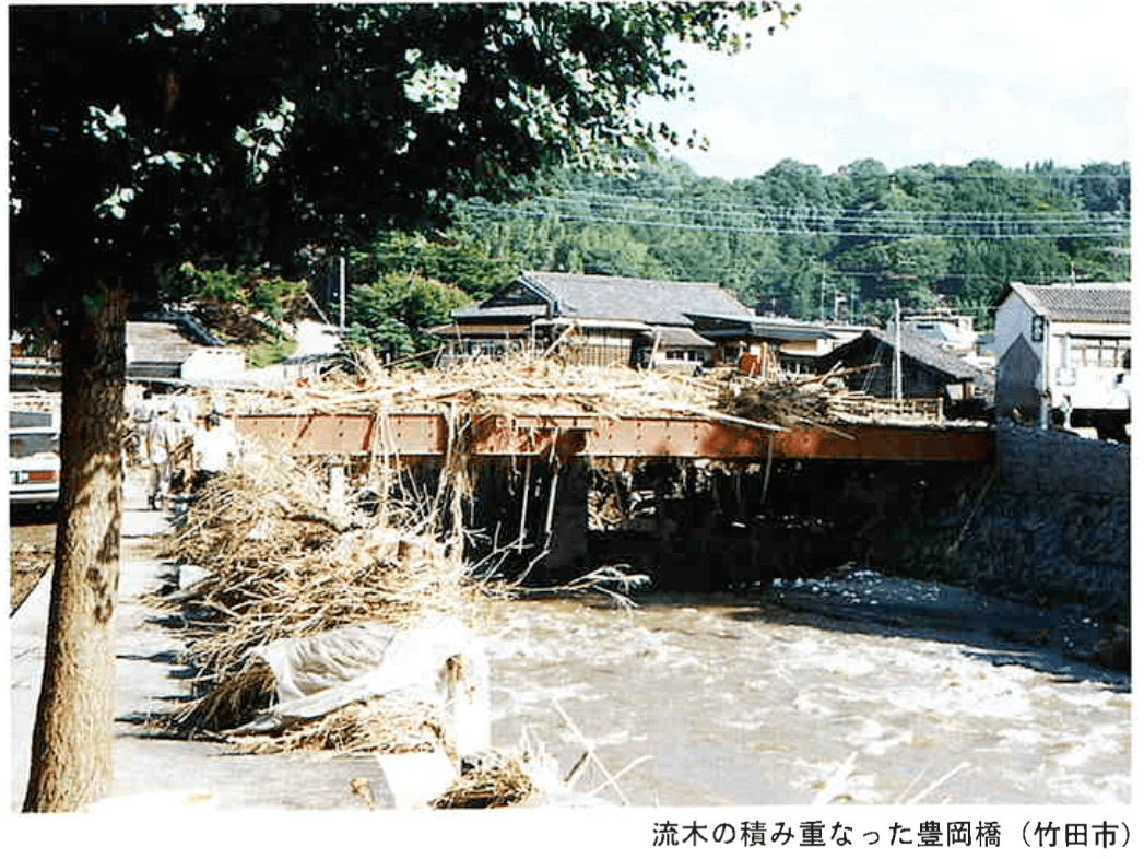 竹田市竹田 氾濫の様子