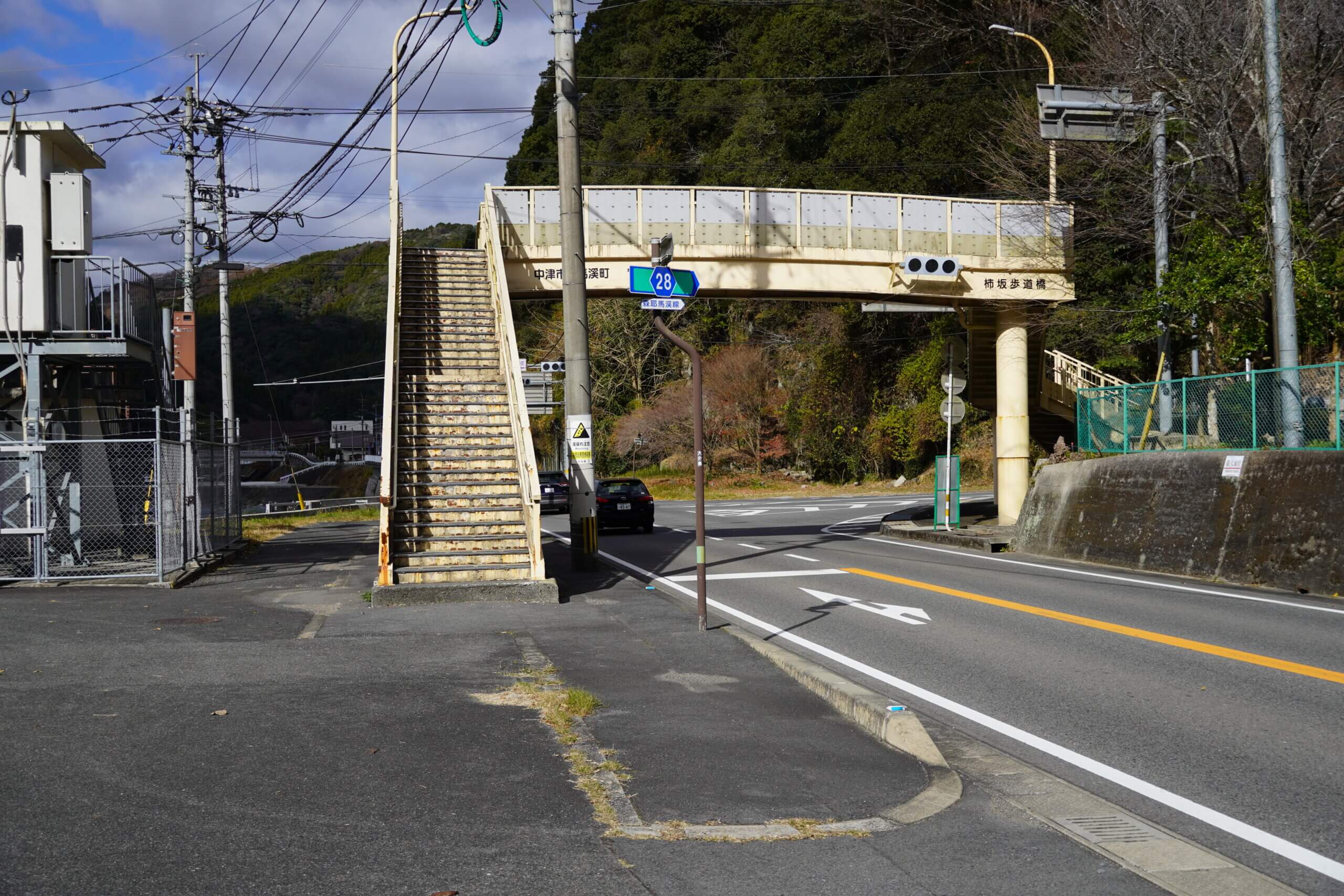 中津市耶馬溪町柿坂 最大水位標